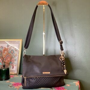 Rampage Black Leather Shoulder Bag With Gold Hardware And Quilted‎ Design